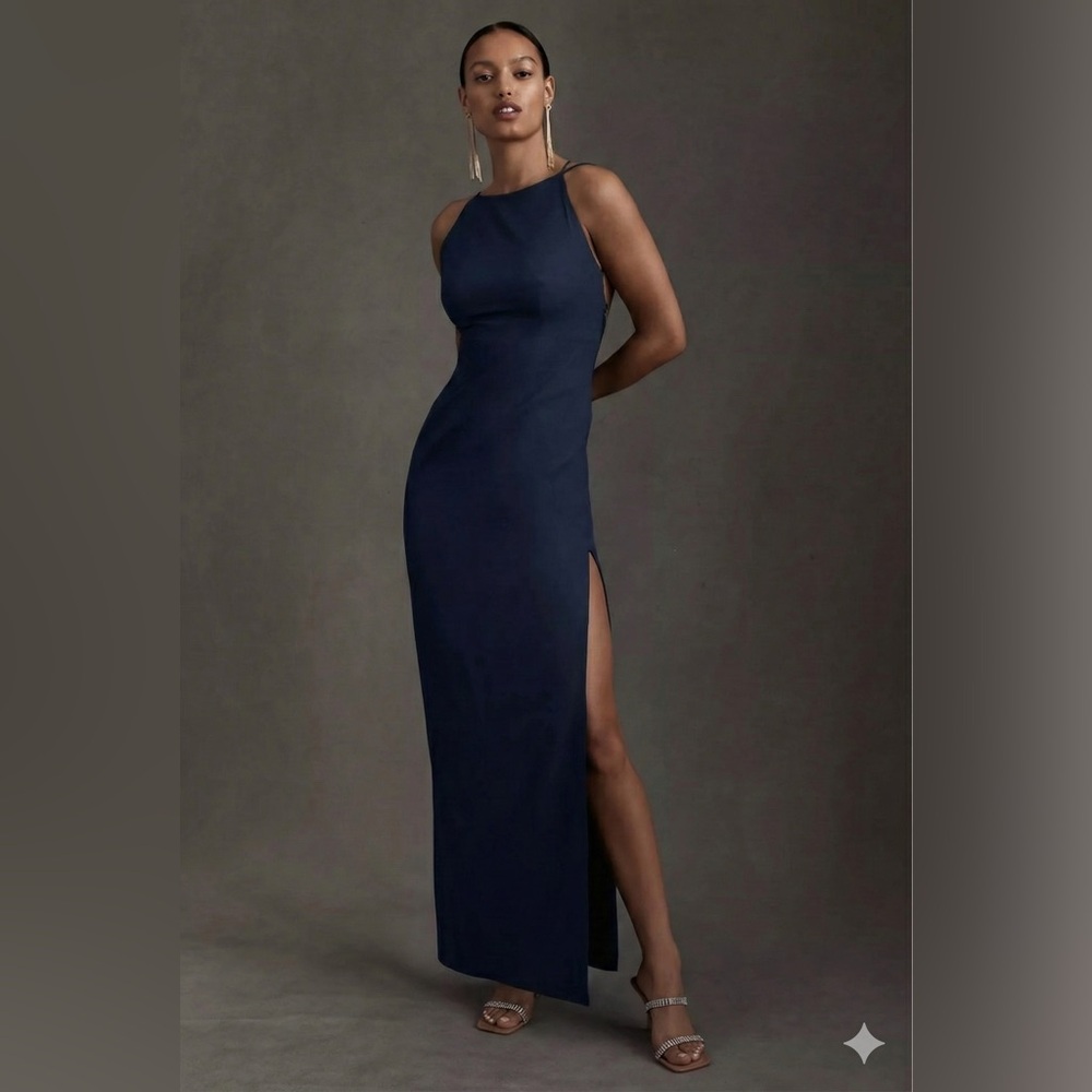 BHLDN Anthropologie Open Back Maxi Dress Gown Size 2
